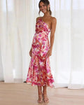 Women's Asymmetric Floral Maxi Dress – One-Shoulder