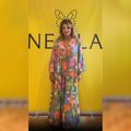 Women's Elegant Floral Dress – Cotton Linen Blend