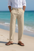 Men's Cotton Linen Beach Pants – Straight Leg Relaxed Fit