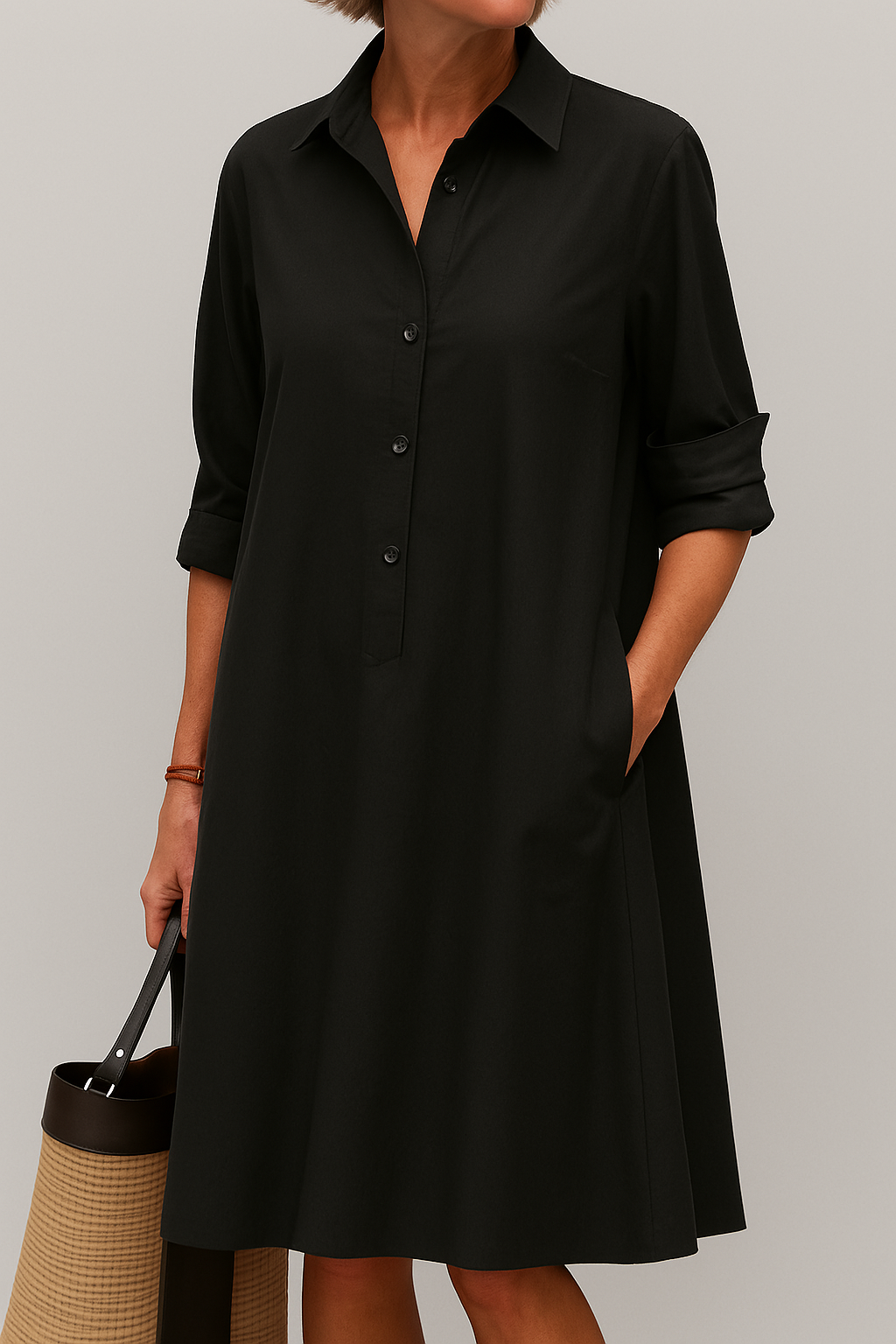 Claire™ | Button-Down Shirt Dress with Pockets