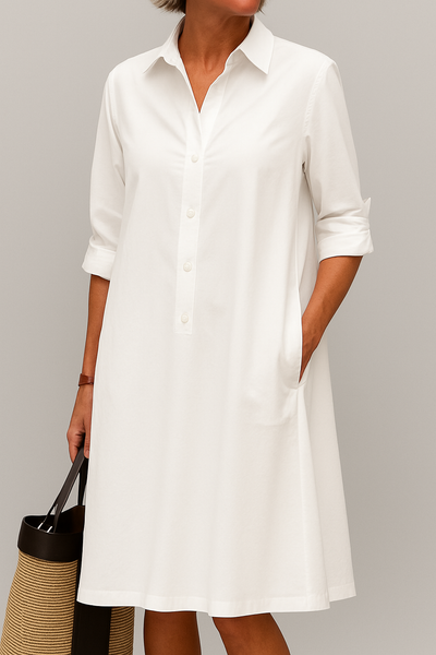 Claire™ | Button-Down Shirt Dress with Pockets