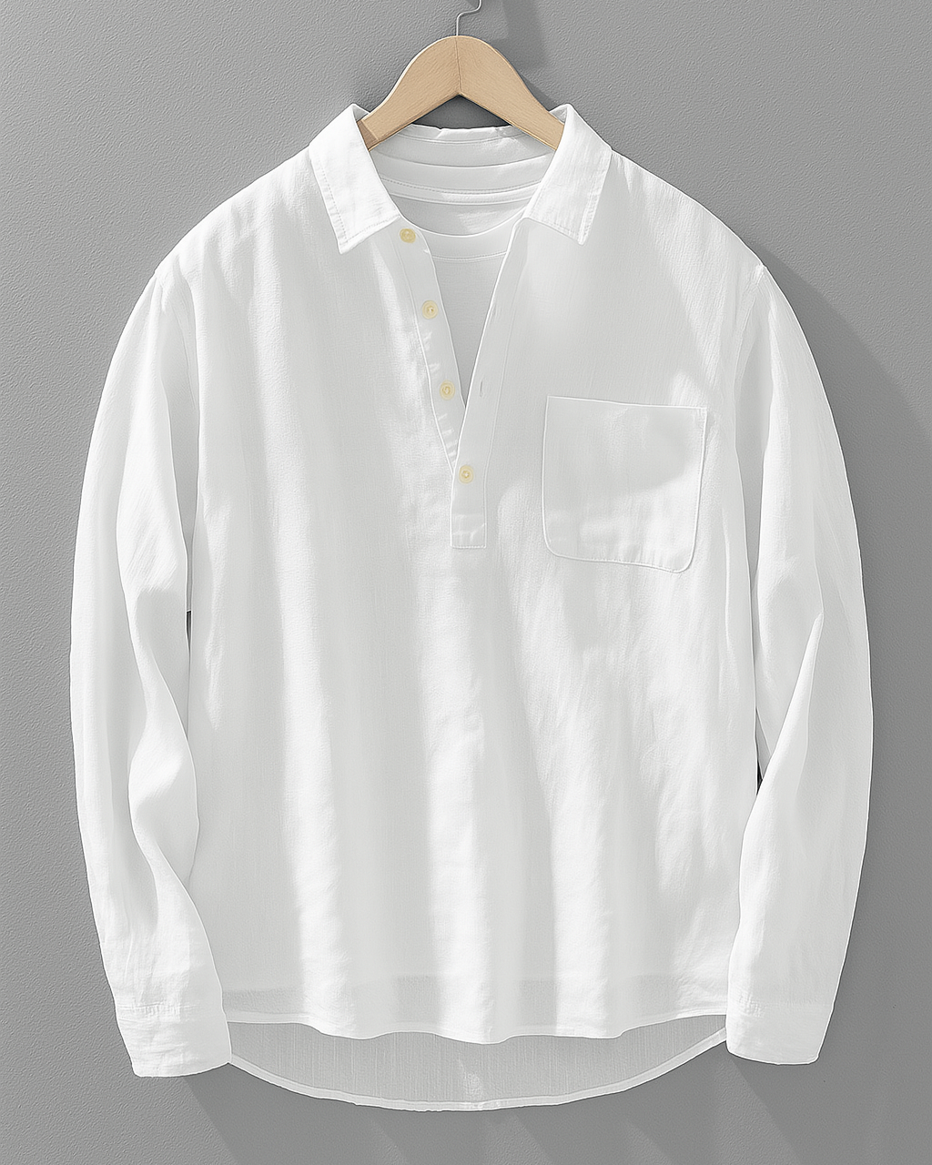 Harvey™ | Linen Square Collar Long Sleeve Shirt