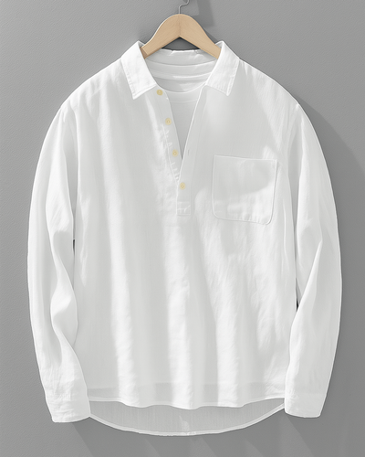 Harvey™ | Linen Square Collar Long Sleeve Shirt