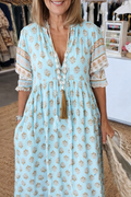 Women's Casual V-Neck Dress – Vibrant Prints & Comfort