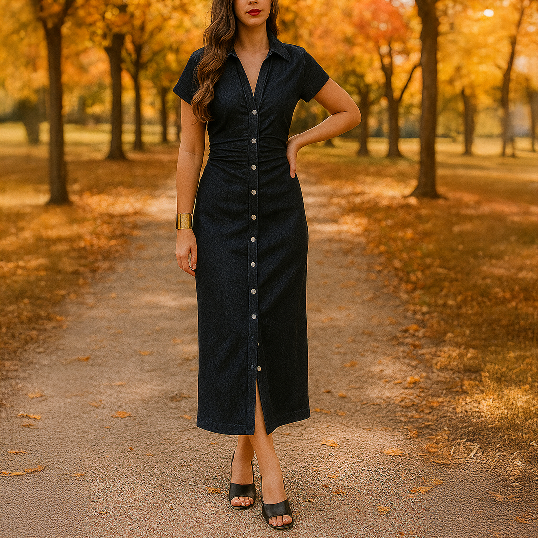 Chloe™ | Buttoned Midi Shirt Dress