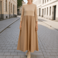 Women's Flowy Knitted Midi Dress – Long Sleeves