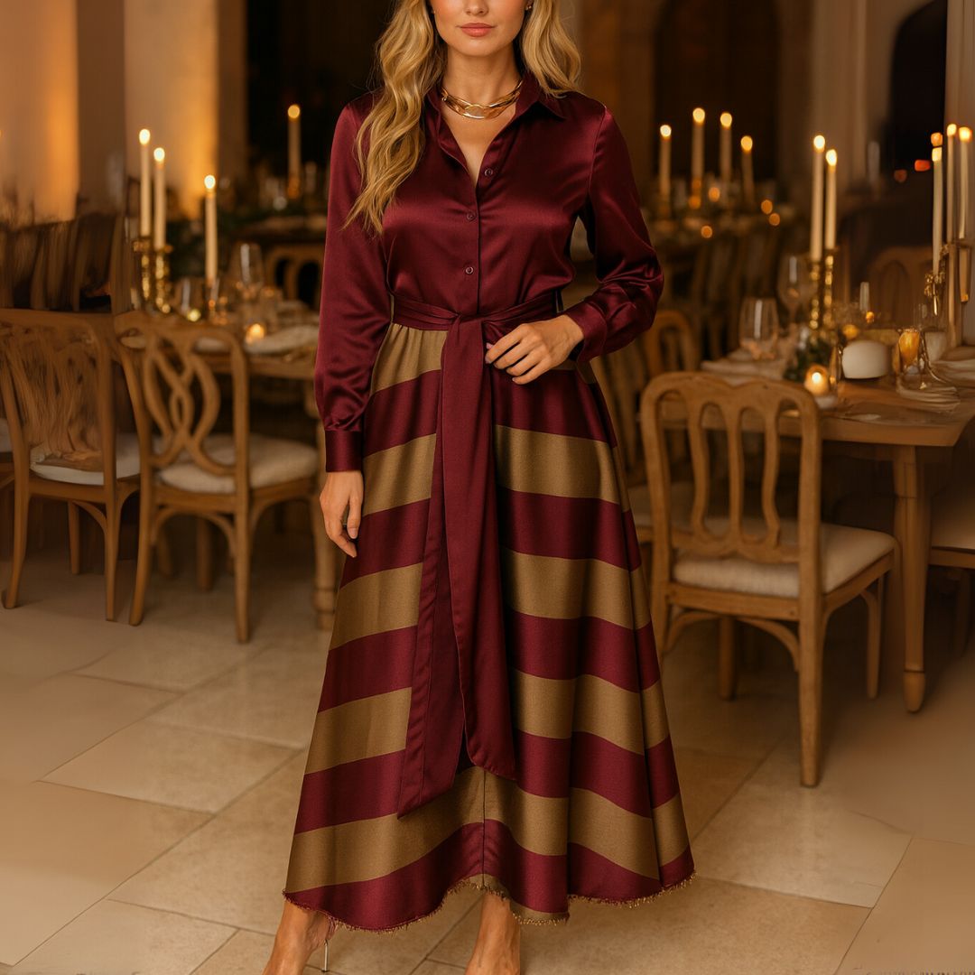 Marjorie™ | Retro Striped Lace-Up Party Dress