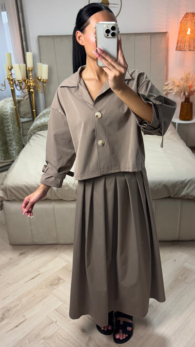 Cropped™ | Set with Pleated Skirt And Bow Detail Sleeves