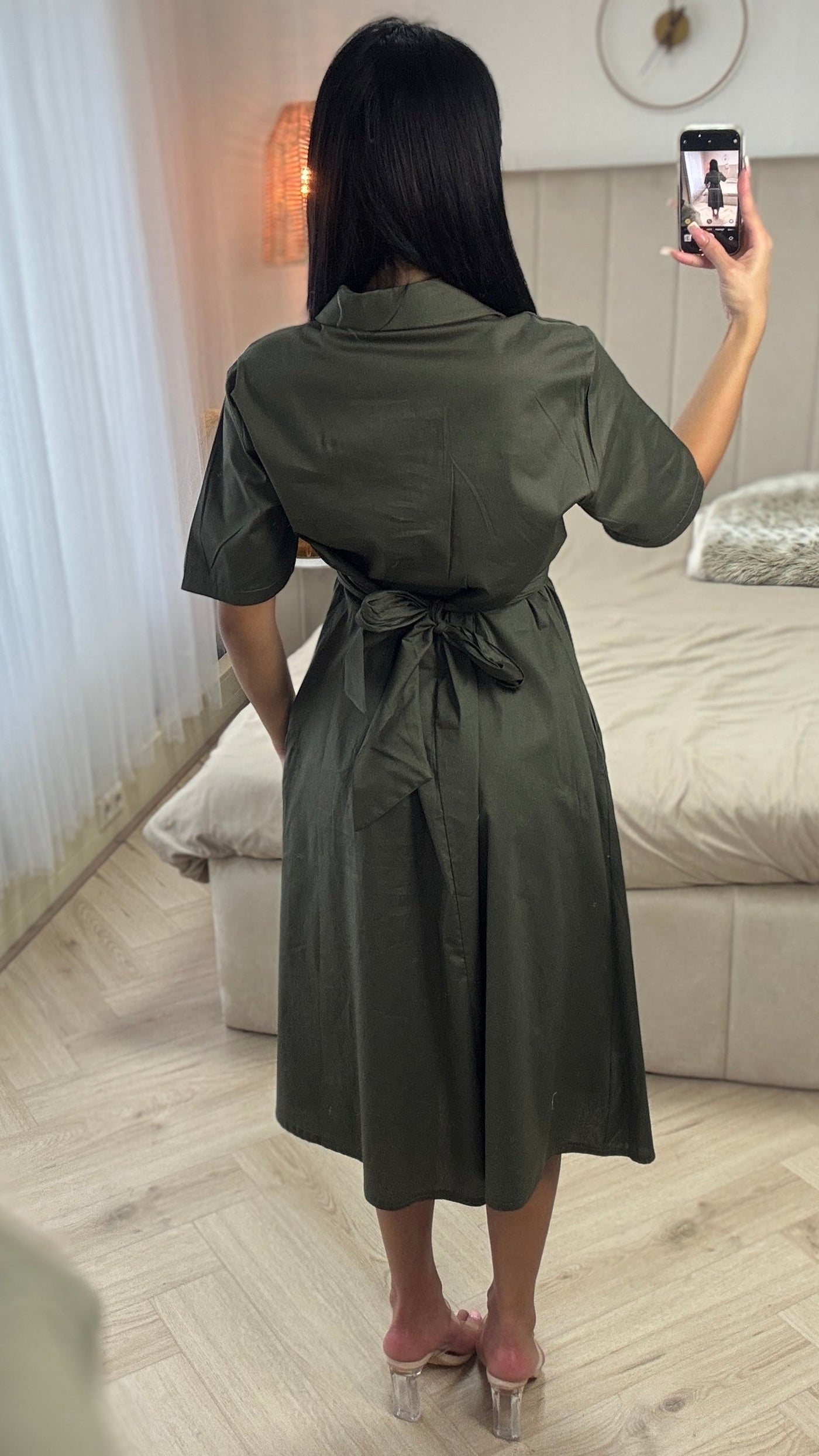 Ruby™ | Cross Tie Belt Blouse Dress in Soft Cotton Blend