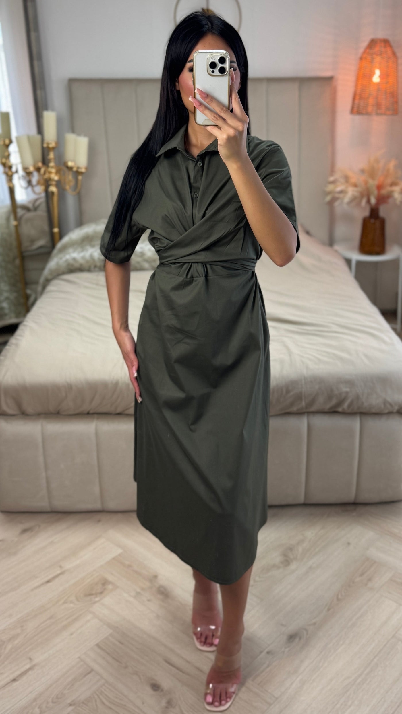 Ruby™ | Cross Tie Belt Blouse Dress in Soft Cotton Blend