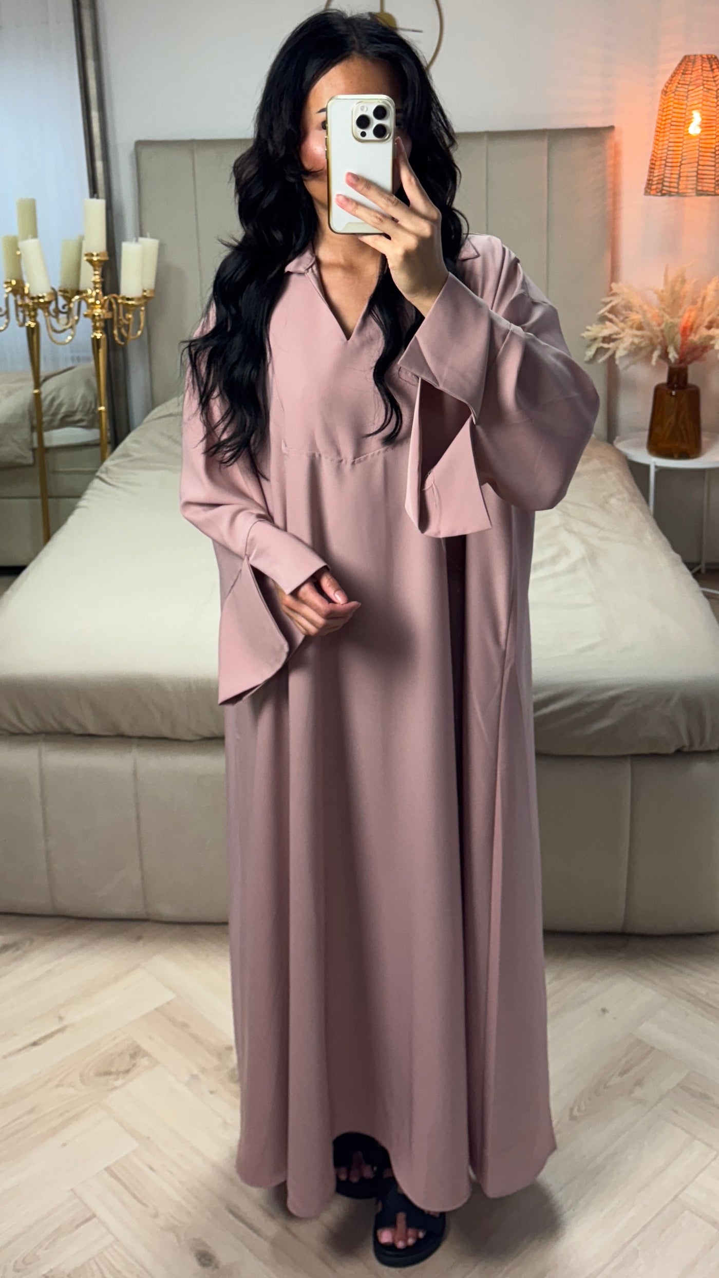 Long™ | Cotton Abaya with V-Neck and Split Sleeves