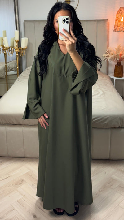 Long™ | Cotton Abaya with V-Neck and Split Sleeves