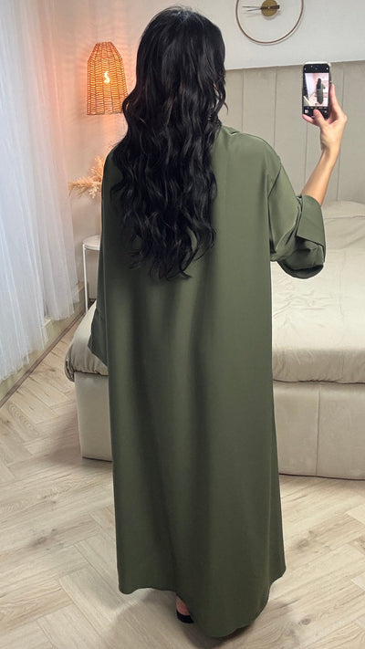 Long™ | Cotton Abaya with V-Neck and Split Sleeves