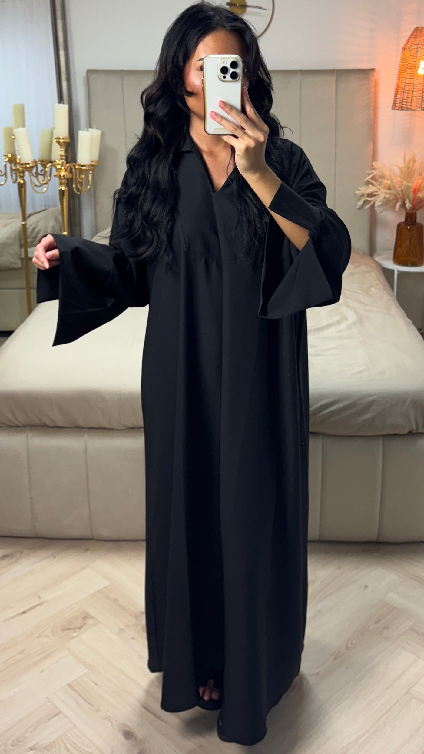 Long™ | Cotton Abaya with V-Neck and Split Sleeves