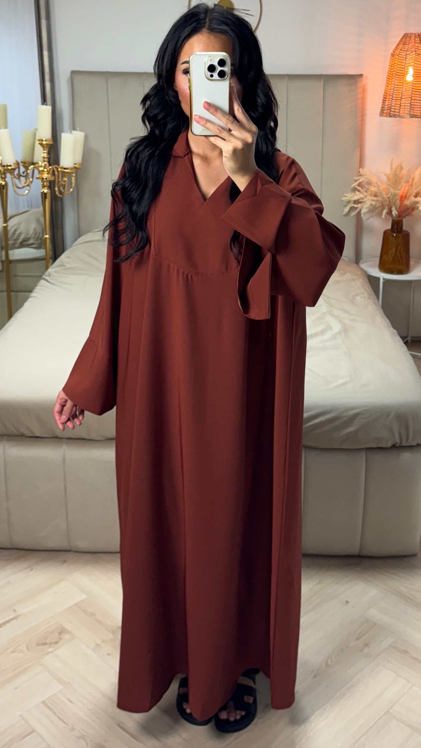 Long™ | Cotton Abaya with V-Neck and Split Sleeves