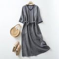 Women's Linen Summer Dress – V-Neck Casual Wear