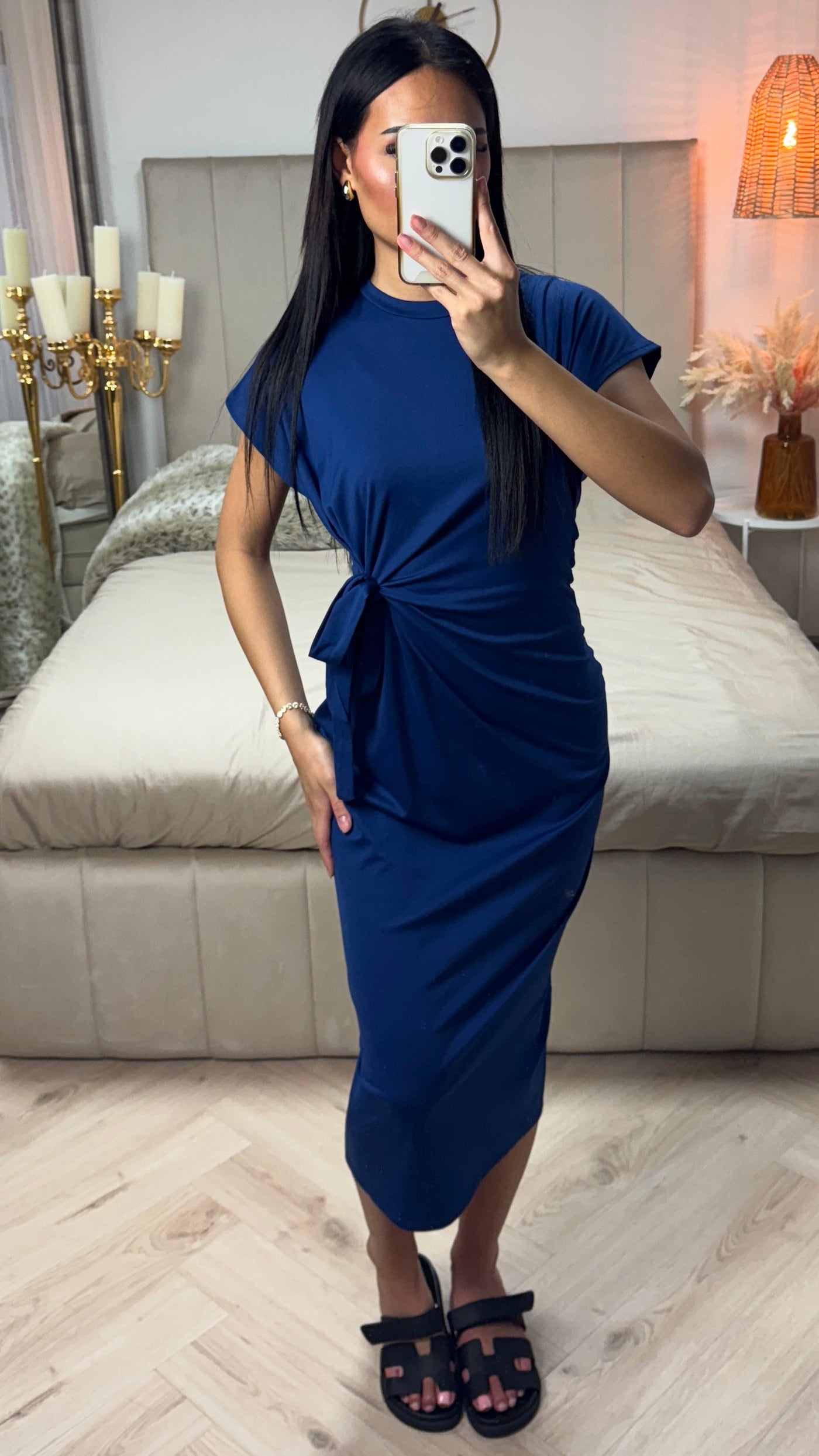 Aurora™ | Elegant Midi Dress with Feminine Bow Detail