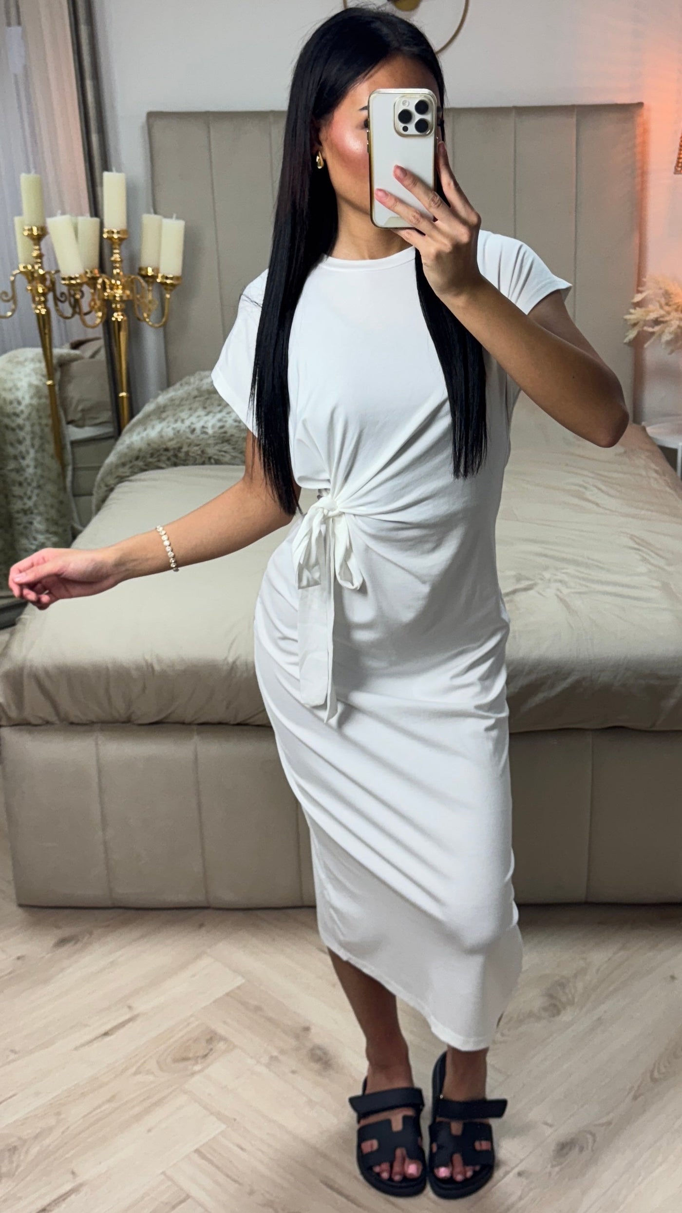 Aurora™ | Elegant Midi Dress with Feminine Bow Detail