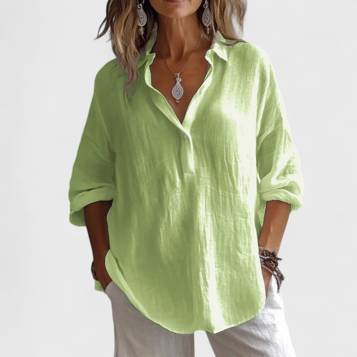 Alison™ | Cotton-Blend Oversized Blouse