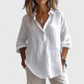 Women's Cotton-Blend Oversized Blouse – Casual Long Sleeve
