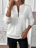 Women's Cable Knit Zip Sweater – Comfortable Winter