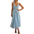 Women's Classic Sleeveless Button-Front Denim Dress