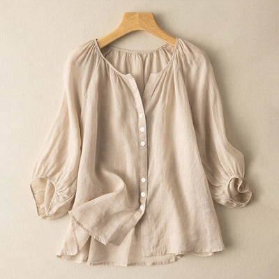 Elena™ | Lightweight Linen Blouse