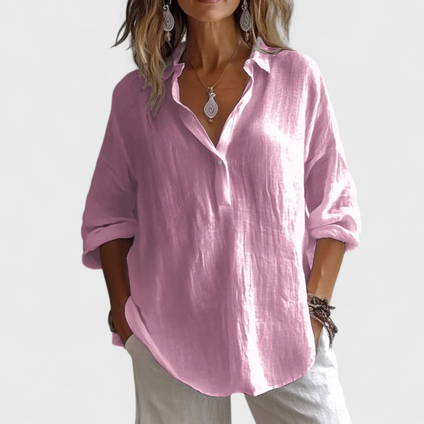 Alison™ | Cotton-Blend Oversized Blouse