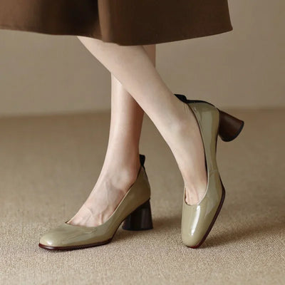 Jade | Genuine leather mid-heel pumps