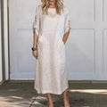 Women's Emma Linen Midi Dress: Short Sleeve Summer