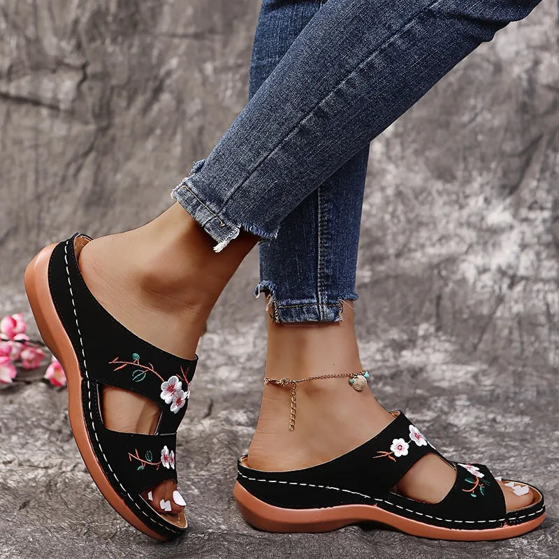 Sabrina™ | Floral Leather Sandals for Women