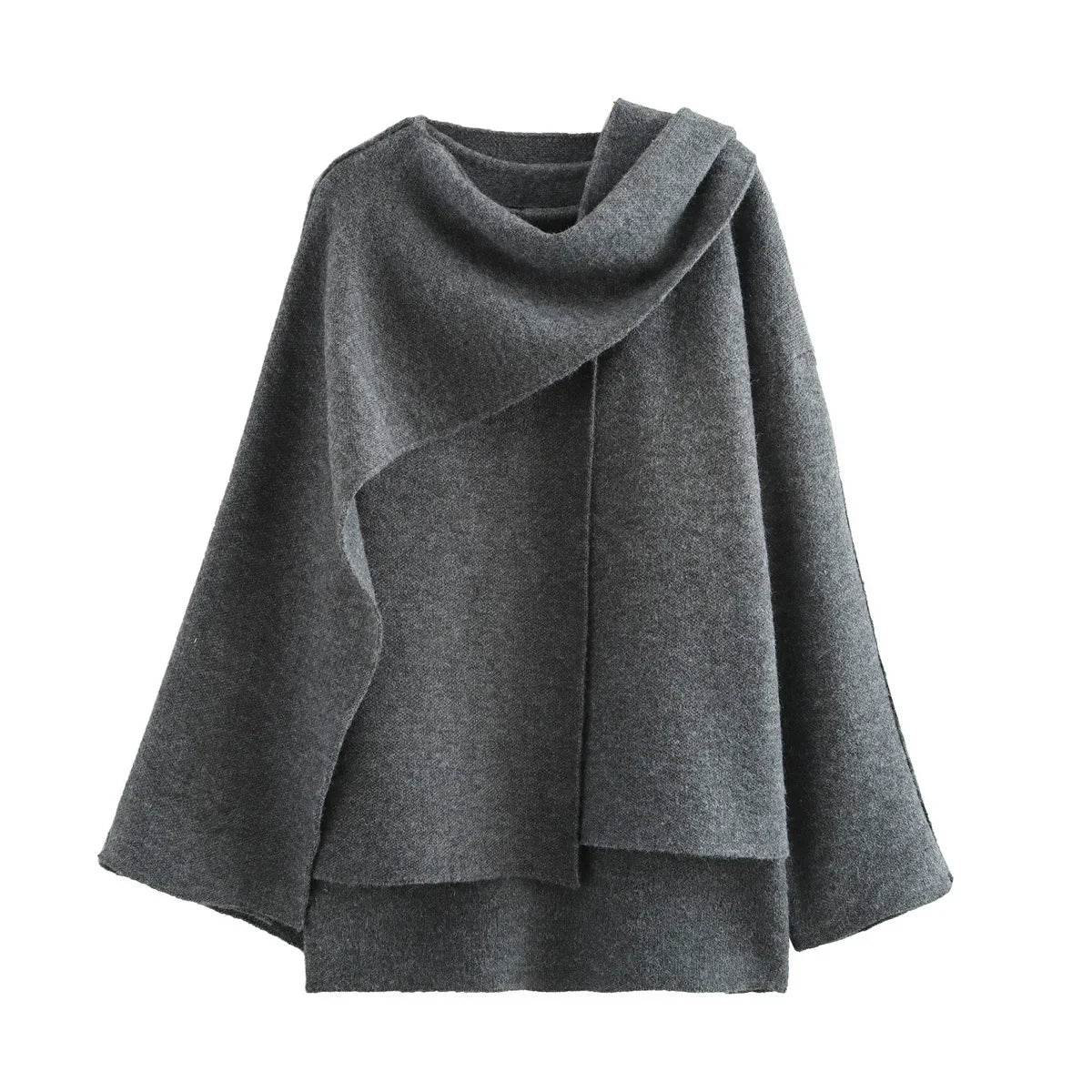 Thea | Chic Asymmetric Knit Scarf Jacket