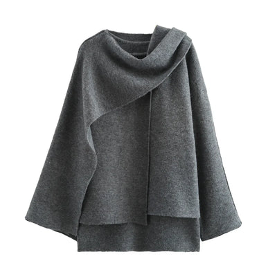 Thea | Chic Asymmetric Knit Scarf Jacket