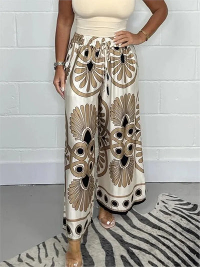Kiara | Retro Floral Satin Lounge Pants