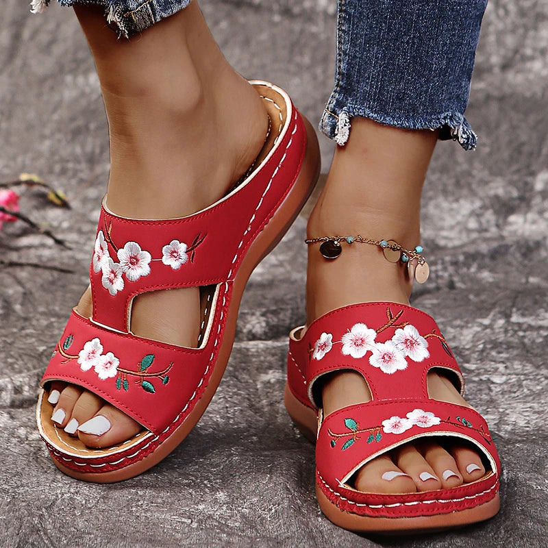 Sabrina™ | Floral Leather Sandals for Women