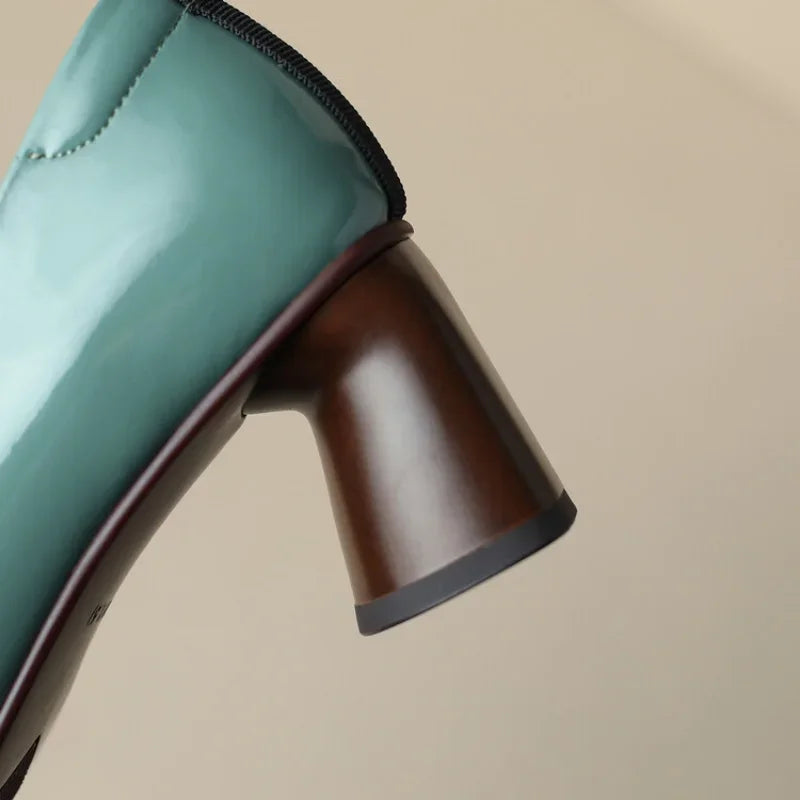 Jade | Genuine leather mid-heel pumps