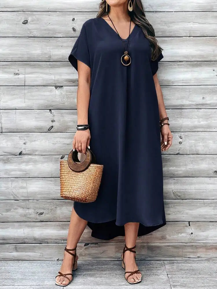 Luna | Plus Size V-Neck Casual Dress