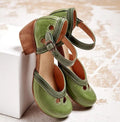 Women's Retro Colour-Block Sandals – Buckle & Mid Heel