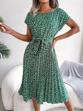 Women's Floral Pleated Maxi Dress – Chiffon Summer