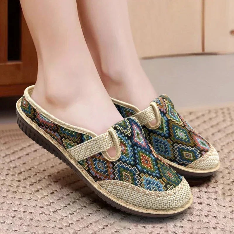 Selena™ | Ethnic Embroidered Linen Shoes for Women