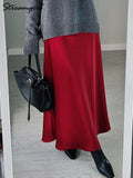 Elastic Waist Midi Skirt — Beige
