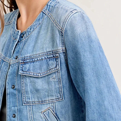 Willa | Fitted Short-Sleeve Denim Jacket with Utility Pockets