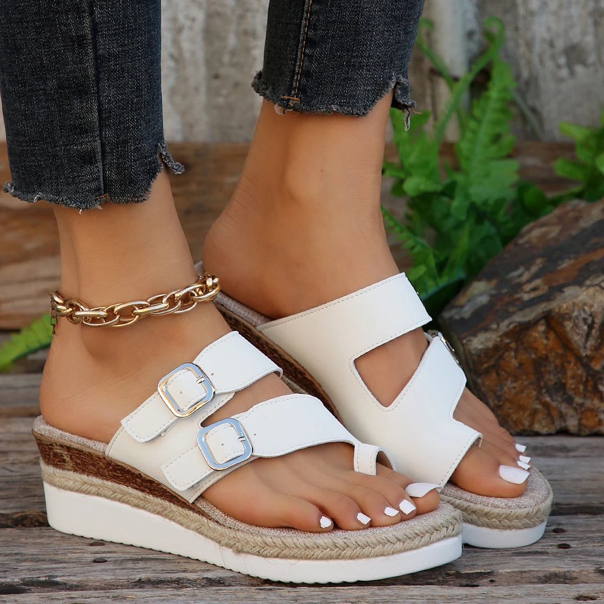 Isla | Elegant Summer Espadrille Wedge Slides for Women