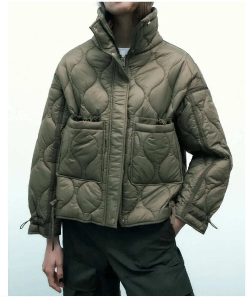 Kara | Quilted Cotton Jacket with Tie Waist