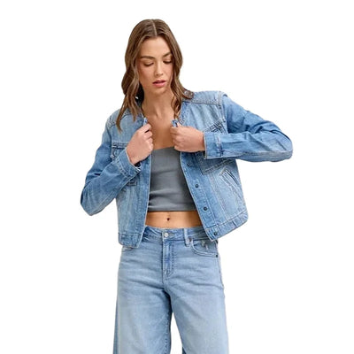 Willa | Fitted Short-Sleeve Denim Jacket with Utility Pockets