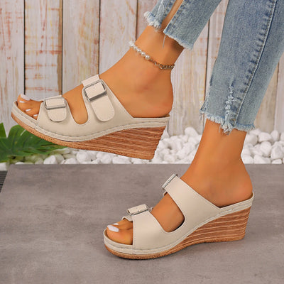 Rhea | Plus Size Platform Heel Beach Slides