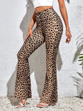 Women's Leopard Print Leggings – High-Waist Flared