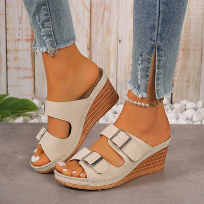 Rhea | Plus Size Platform Heel Beach Slides