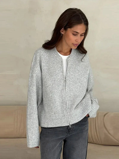 Jade | Casual Knit Zip-Up Cardigan