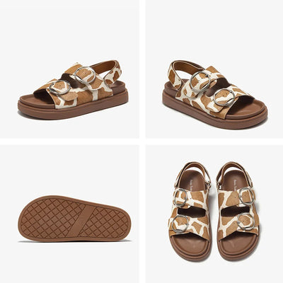 Lina | Animal print double buckle sandals